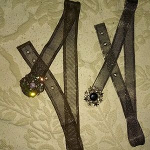 Belt with jewled buckle and metal mesh belt.
